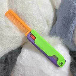 Impressão 3D Gravity Knife, Cub pequena faca de rabanete, Folding Shrink Comb, Pet Dog Comb, Mini Modelo Pingente, Push Card Descompressão Toy - Image 1