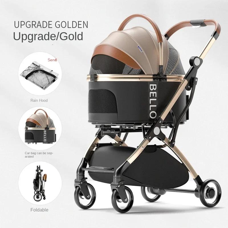Carrinho de estimação dobrável para atividades ao ar livre, transportador separável, carrinho para corgi e outros cães de médio a grande porte