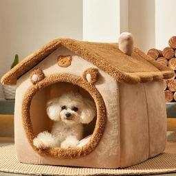 Casa dobrável para cães e gatos de pequeno e médio porte, colchão, produtos para animais, cestas para cachorros, canis de inverno - Image 3