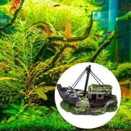 Aquário Shipwreck Decorações, Fish Tank Ornamentos, Resina afundado Navio de água doce Saltwater Betta Decor - Image 4