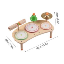 Bateria destacável portátil Kits, instrumento de percussão, madeira natural, 7 em 1, desktop - Image 6