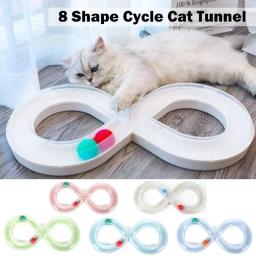 Brinquedo de túnel interativo para gato, Design do túnel, girando bolas, 8 Shaped Pet Toys, Turntable Track, Turntable Figura - Image 1