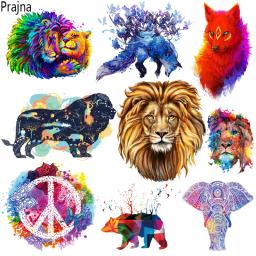 Ferro-On adesivos térmicos para vestuário, leão, animal calor transferências, elefante, raposa, listras na roupa, DIY Applique - Image 1