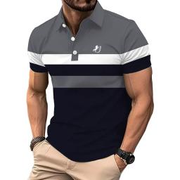 Camisa polo slim fit masculina, 100% poliéster, manga curta, casual, esportiva, lapela, cor mágica, roupas da moda, verão - Image 3