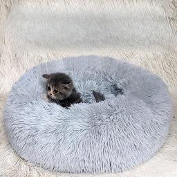 Pelúcia redonda canil térmico para Pet, cama de pequeno e médio porte do cão, gato suprimentos, inverno - Image 4