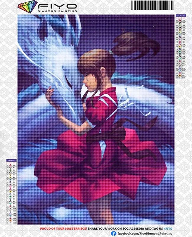 Novo 2023 pintura de diamante 5d diy anime dragão branco e menina cheia diamante mosaico arte bordado kits ponto cruz decoração da sua casa - Image 1