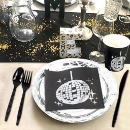 Conjunto de utensílios de mesa descartáveis para festa temática de discoteca, prata, bola de discoteca, guardanapos, copos, decoração de festa de aniversário dos anos 70, suprimentos de casamento - Image 6