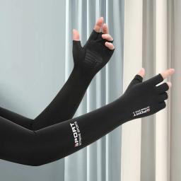 Luvas de braço de proteção solar UV para homens e mulheres, seda gelada, respirável, absorção de umidade, esportes ao ar livre - Image 2