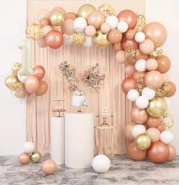 Kit Garland Balões com Número, Balões Folha para Festa de Bebê, Decoração de Aniversário e Casamento, Marrom e Nu, Creme e Branco, 40 in, Novo - Image 2