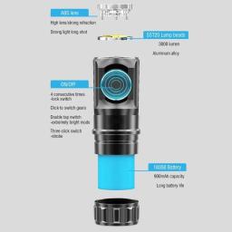 Mini super brilhante poderoso levou lanterna, liga de alumínio tocha, USB recarregável, Camping, alpinista, 18350, 3 x - Image 3