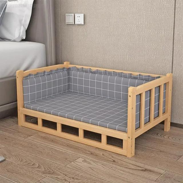 Cama Polida de Madeira Maciça para Cães e Gatos - Ideal para Golden Retriever e Teddy