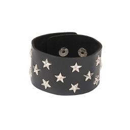 Pulseira de couro punk para homens e mulheres, bracelete rebite, pulseira de couro preto ajustável com joias cravejadas de metal, anos 90 - Image 2