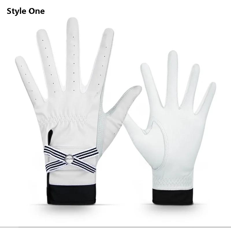 Luvas de golfe de couro de cordeiro com marca para mulheres, luvas abertas respiráveis para senhoras, mão direita e esquerda, luvas esportivas, 1 par - Image 1