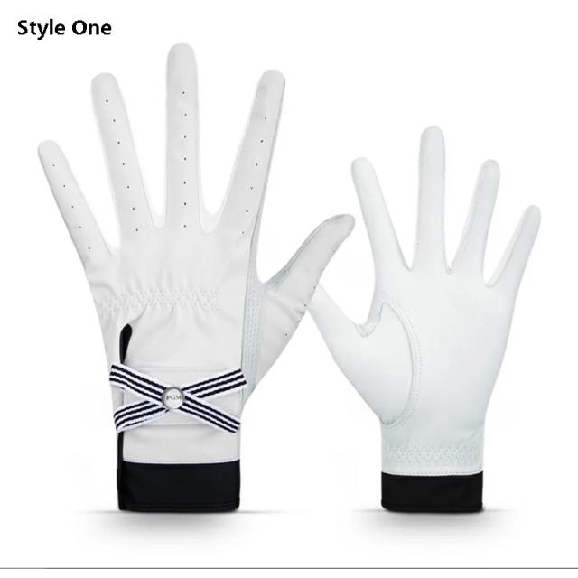Luvas de Golfe de Couro de Cordeiro para Mulheres - Respiráveis e Abertas, Conforto para Mãos Direita e Esquerda, 1 Par