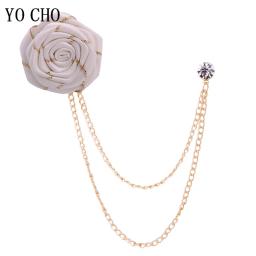 Broches de casamento para homens, arte de pano, broche artesanal de flor rosa, alfinete de lapela, corrente borla, acessórios masculinos, boutonniere do noivo - Image 4