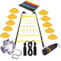 Kit de equipamentos de fitness para treinamento de agilidade velocidade escada, marcador disco, paraquedas resistência, corda pular, Footwork Set, futebol, futebol - Image 1