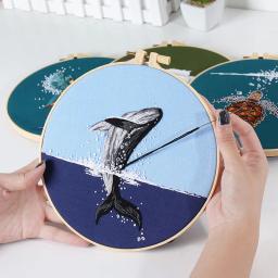 Bordados Starter Kits com Padrão Costeiro, Animal Tartaruga Seabird para Adultos, Iniciante, Ponto Cruz Needlepoint, Praia Carimbada - Image 4