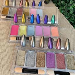 4-6 Cores de Ouro Prata Espelho Em Pó Efeito Metálico Sólida Nail Art Glitter Mermaid Rainbow Chrome Pigments DIY Decoração * GH-41 - Image 1