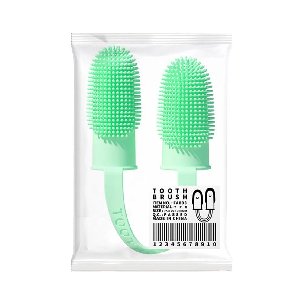 Escova de dentes dupla para pet, limpeza dental macia, manga de dedo, cuidados respiratórios, escova de dente TPR, ferramenta limpa, ferramentas para cães, 1pc - Image 1