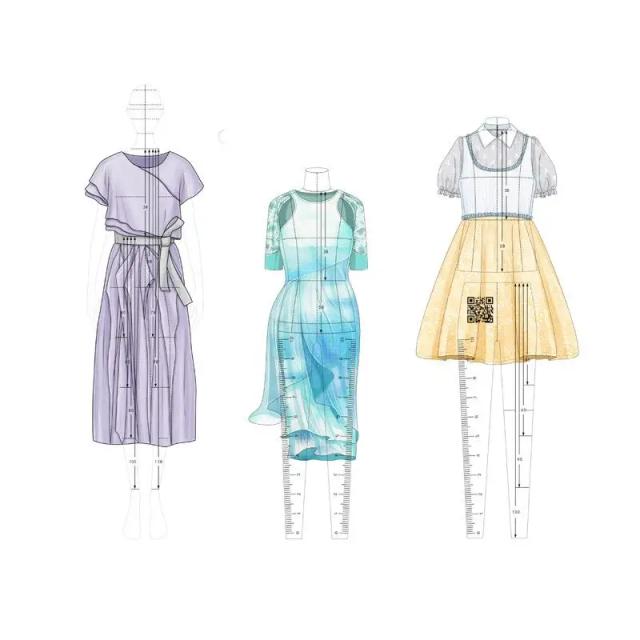 Conjunto de Regras de Moda para Desenho e Costura: 4 Peças para Medição e Padrões em DIY Quilting