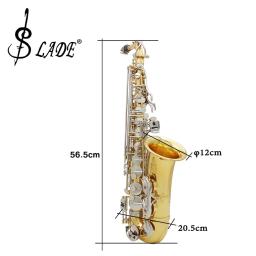 Alta qualidade eb alto saxofone latão lacado ouro e plana sax instrumento de sopro musical com caso bocal acessórios - Image 4