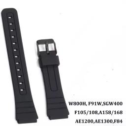 Pulseira de relógio de silicone para casio f91w W-800H 18mm para w800h sgw400 f91w f84 f105/108 a158/168 ae1200/1300 pulseira de pulso masculina macia - Image 1