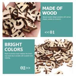 100 pçs fatia de madeira letras alfabeto artesanato cortar decoração de parede natural natal pequenas crianças brinquedo amadeirado material decoração - Image 4