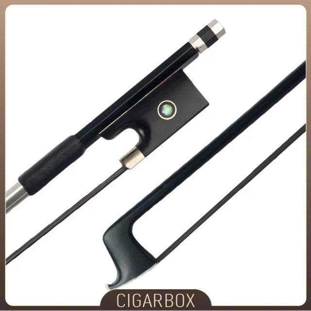 Arco de Violino de Fibra de Carbono com Frog de Ébano e Crina Natural - Preto, Alta Qualidade, Tamanho 4