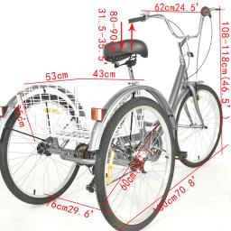 Triciclo com cesto de compras para idosos, bicicleta Trike, 3 rodas, ao ar livre, alta qualidade - Image 4