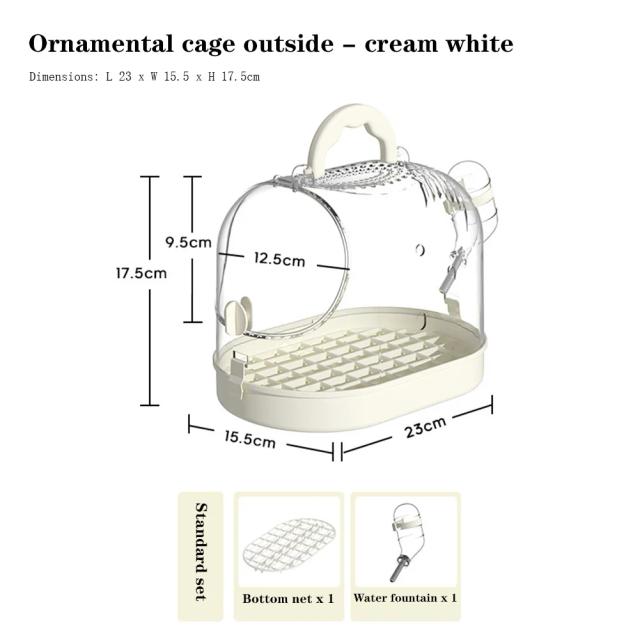 Gaiola Portátil Transparente com Sistema de Água para Hamsters, Cobaias, Pássaros e Coelhos