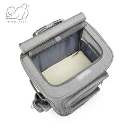 Porta-aviões de dupla camada com rodas removíveis para pequenos animais, bolsa de viagem respirável, carrinho de conforto, caixa, 2 gatos cães - Image 6