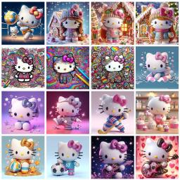 Sanrio-Olá Kitty Kit De Pintura Diamante, DIY, Cruz Bordados, Handmade, Mosaico, Presente Da Arte, 5D - Image 1
