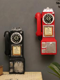 Telefone de parede retrô pingente, modelo de telefone vintage, ornamentos pendurados, artesanato móveis, presente para bar, decoração do lar, telefone antigo - Image 2