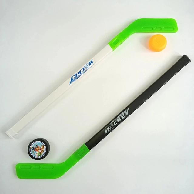 Bastão de Hóquei no Gelo Infantil com 2 Sticks e 2 Bolas para Treinamento, Ideal para Crianças de 3 a 12 Anos