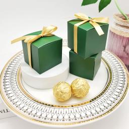 Green Square Candy Box, Caixa de Presente, Caixa de Embalagem, Festa, Fontes do Casamento, Cozimento, 10 Pcs, 50Pcs - Image 3