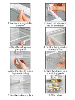 Gaveta Tipo Caixa De Armazenamento De Alimentos para Geladeira, Organizador De Frutas Claro, Suporte De Rack, Prateleira De Slide, Plástico, Recipiente De Cozinha - Image 6