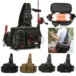 Saco de ombro pesca multifuncional pacote cintura 600d náilon grande multi bolso à prova dwaterproof água caso carretel pesca enfrentar caixas - Image 1