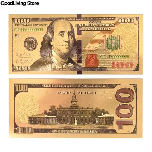 Dólar Comemorativo de 100 USD em Folha de Ouro Preto Antigo - Decoração Elegantemente Realista para Cédulas Falsas