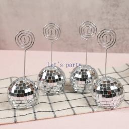 Disco Titular do Cartão com Espelho para Despedida de Solteira, Número Da Mesa, Clipes De Cartão De Nome, Decoração De Casamento, Decoração De Aniversário e Casamento, Espelho, Anos 50, 4PCs - Image 1