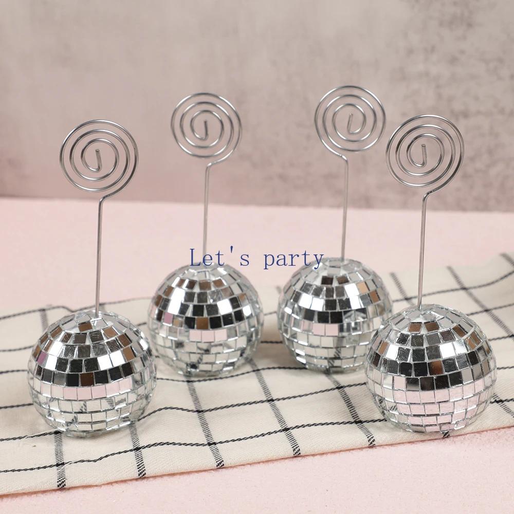 Disco Titular do Cartão com Espelho para Despedida de Solteira, Número Da Mesa, Clipes De Cartão De Nome, Decoração De Casamento, Decoração De Aniversário e Casamento, Espelho, Anos 50, 4PCs - Image 1