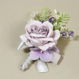 Boutonniere e pulso Corsage para convidados, flores simuladas, suprimentos do casamento, roxo, banquete suprimentos, noivo noiva, 368 - Image 4