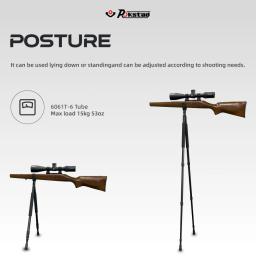 Óptica Vector-Bipod Shooting Sticks para Caça Rifle, Quadro de alumínio leve, Spike Pés Resto, Bipod 360 Borracha, V Yoke - Image 6