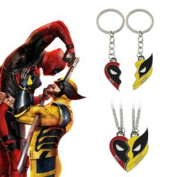 Marvel Movie Keychain Set para Melhores Amigos, Deadpool e Wolverine Colar, Split Heart Matching Pingente, Fãs Acessórios Presente, 2pcs - Image 1