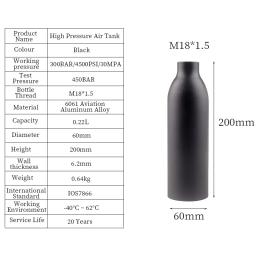 HPA Air Tank CO2 Recarga para o aquário, acessórios de mergulho Paintball, 0,22, 0,3, 0,35, cilindro de gás 0,45L, 300BAR, 4500PSI, 30MPA - Image 6