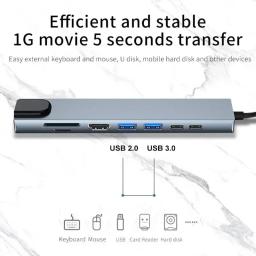 Hub USB C 8 em 1 7 em 2 7 em 1 3 em 1 Tipo C 3.1 para 4K Adaptador HDMI com leitor de cartão RJ45 SD/TF PD Carga rápida para laptop MacBook - Image 6