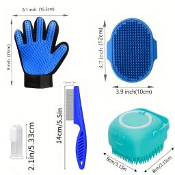 Depilação pente para cão, Pet Grooming Set, Flea Comb, Dog Shampoo Brush, Pet Nail Clippers, Dog Toothbrush, 8 pcs - Image 4