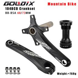 Goldix manivela de bicicleta 104bcd mtb, manivela de liga de alumínio com fundo 170mm, placa preta 32t 34t 36t 38t - Image 2