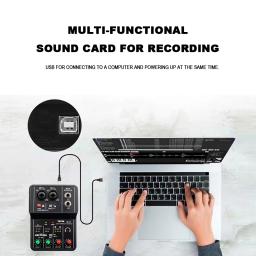 TEYUN-Console de Placa de Som Portátil, Mini USB MIXER para Gravação de Guitarra, 2 Canais, Q12 - Image 5