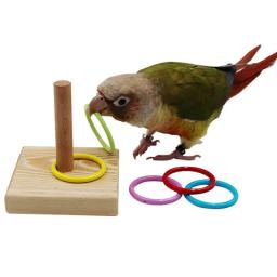 Pássaro brinquedos de treinamento conjunto de brinquedos de quebra-cabeça de bloco de madeira para papagaios coloridos anéis de plástico treinamento de inteligência mastigar brinquedo pássaro suprimentos - Image 6