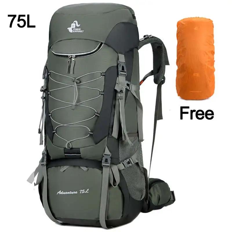 Caminhadas mochila com capa de chuva para homens, saco de viagem, caminhadas, escalada, montanhismo, trekking, ao ar livre, 75l - Image 1